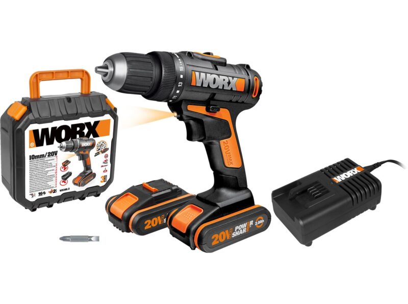 Worx 20 V Akku-Bohrschrauber WX166.3 inkl. 2 Ah Akkus, mit Koffer